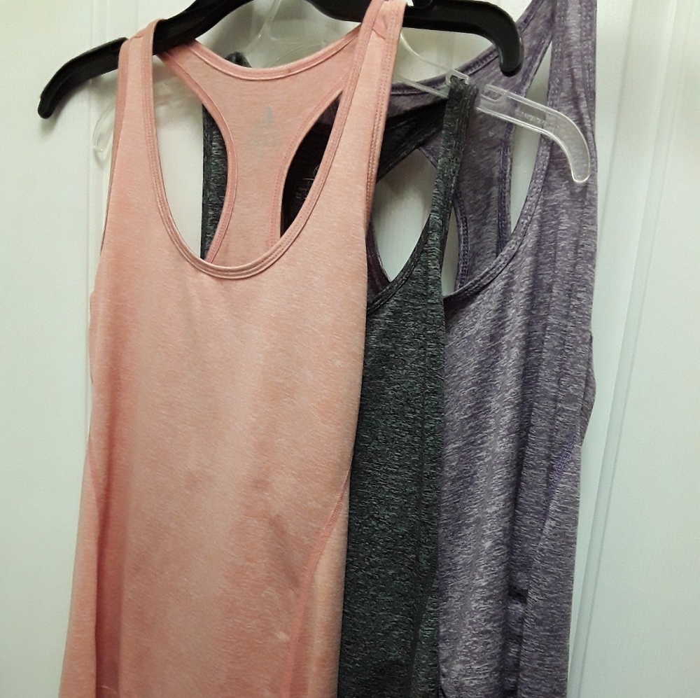Trio small orange black purple tank tops